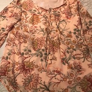 St. John’s bay peach-colored lady’s print blouse